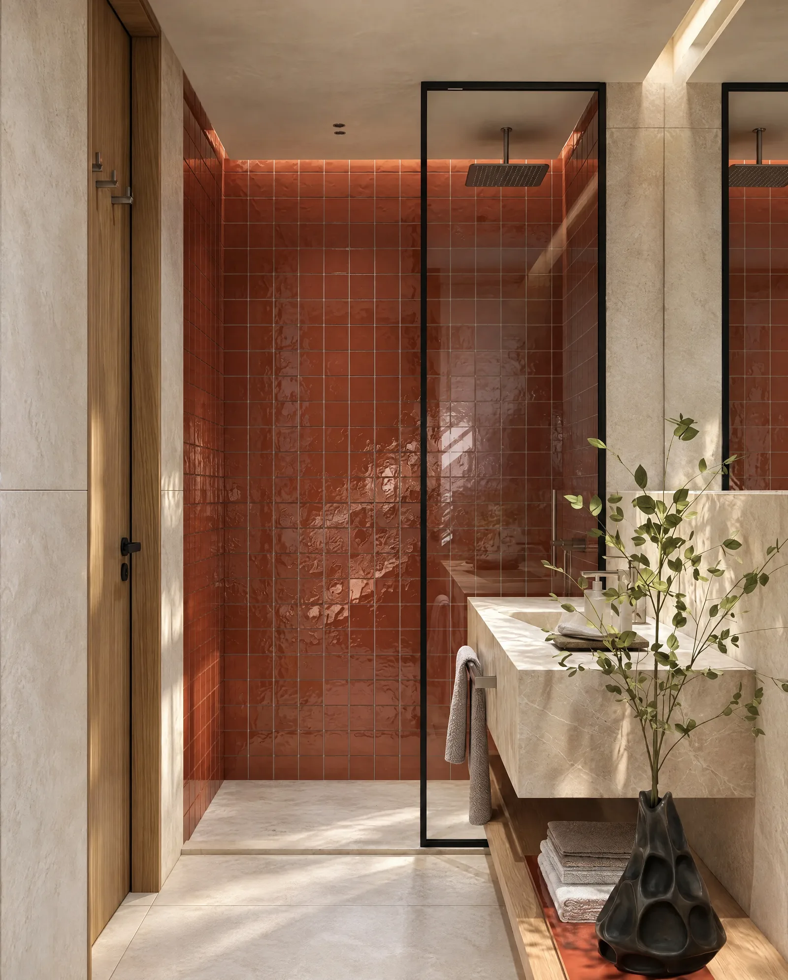 Playa Palms — Shared bathroom in terracotta tile