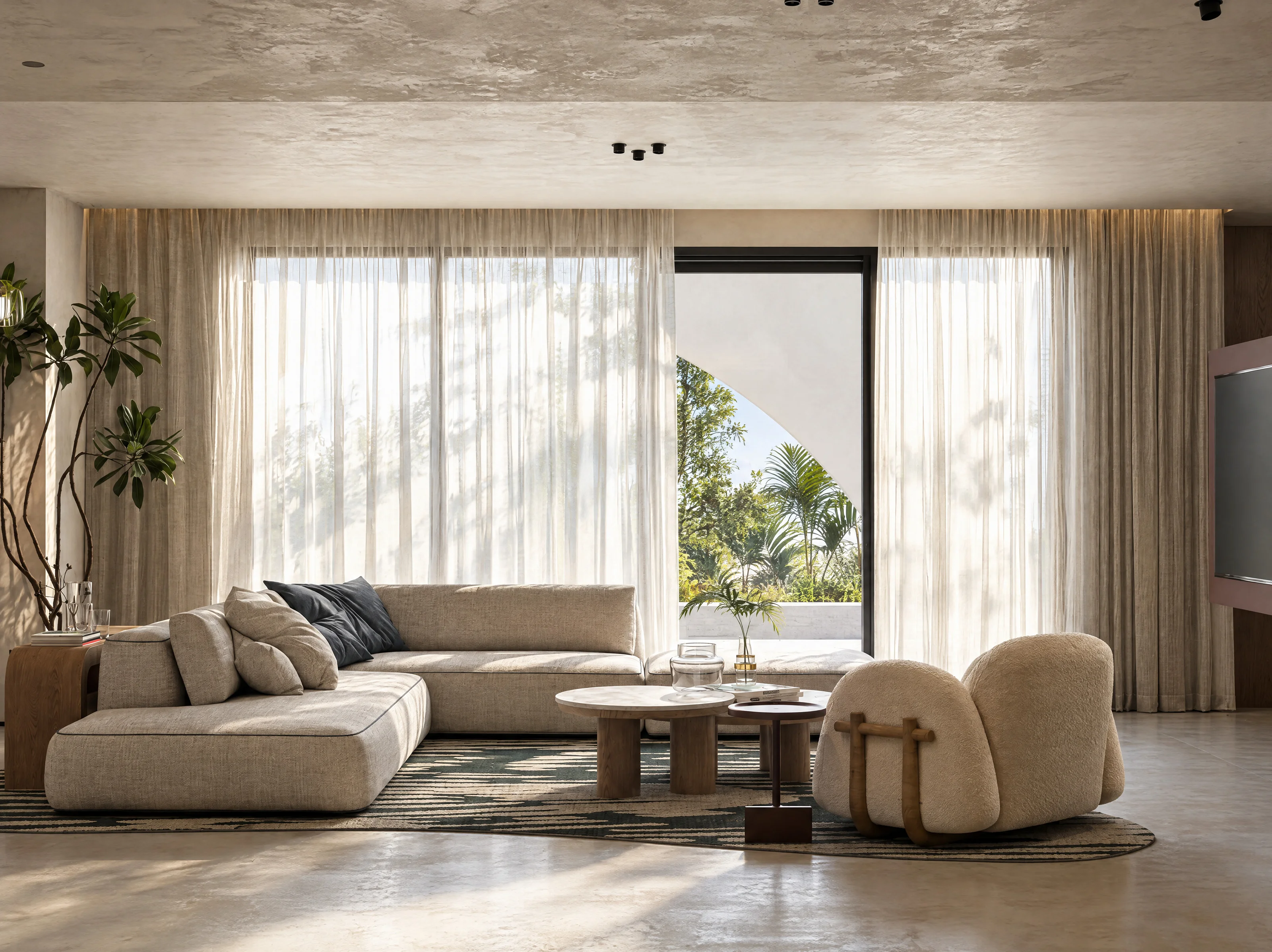 Playa Palms — Living room opening onto the garden
