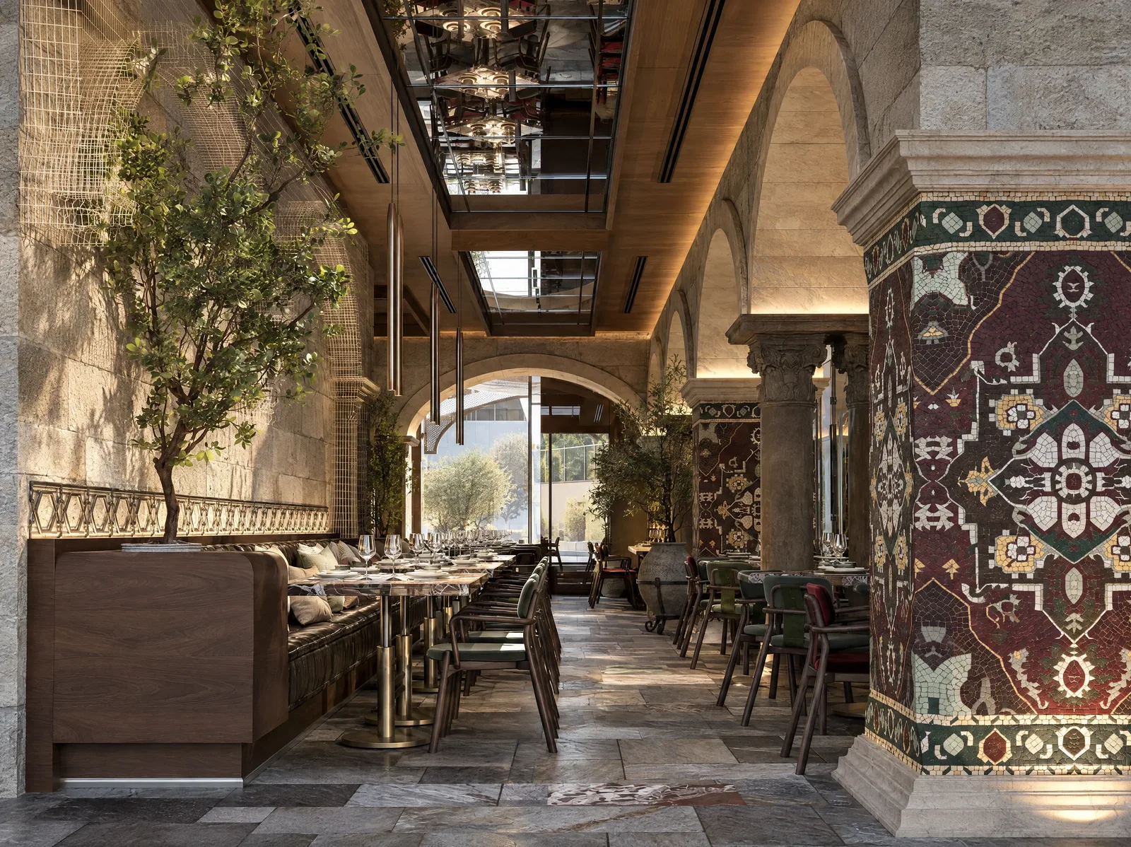 Mazal — Patterned column and banquette