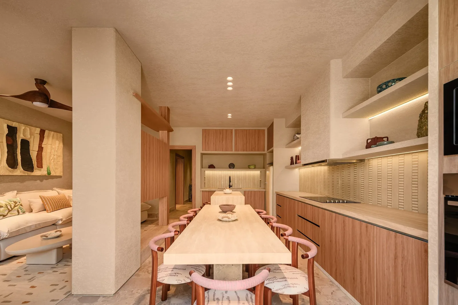 Casa Terrane — Long dining table and kitchen