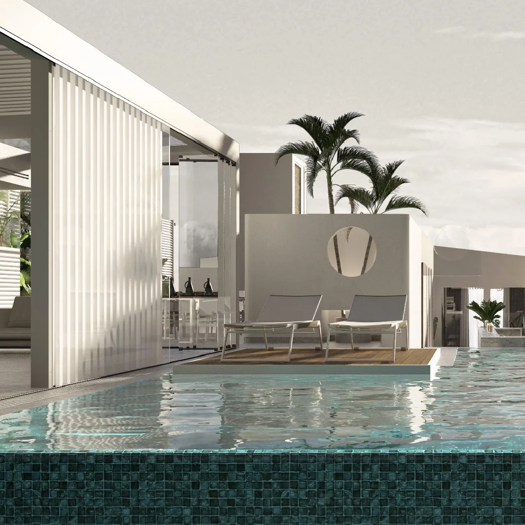 The Getaway Home — Pool terrace with loungers