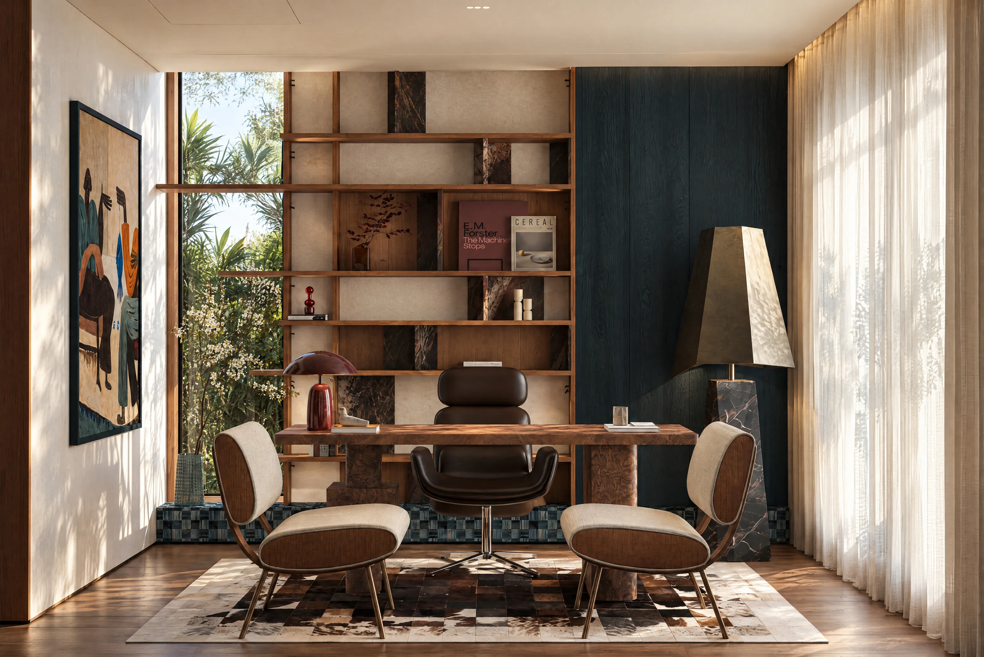 The Russet Pulse — Study with bookshelves