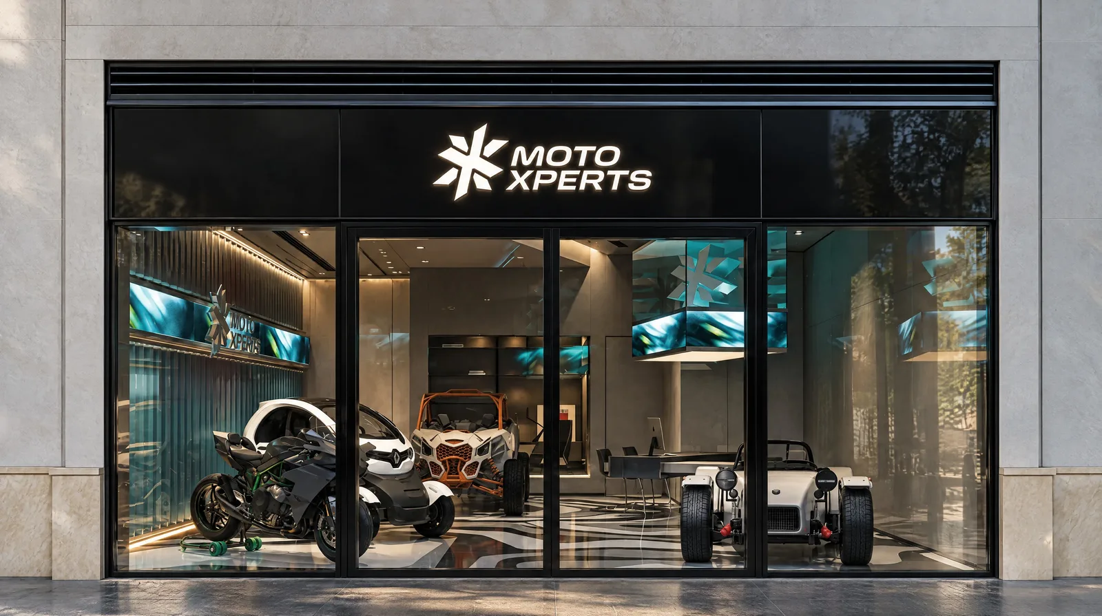 Moto Xperts — Shopfront and display window
