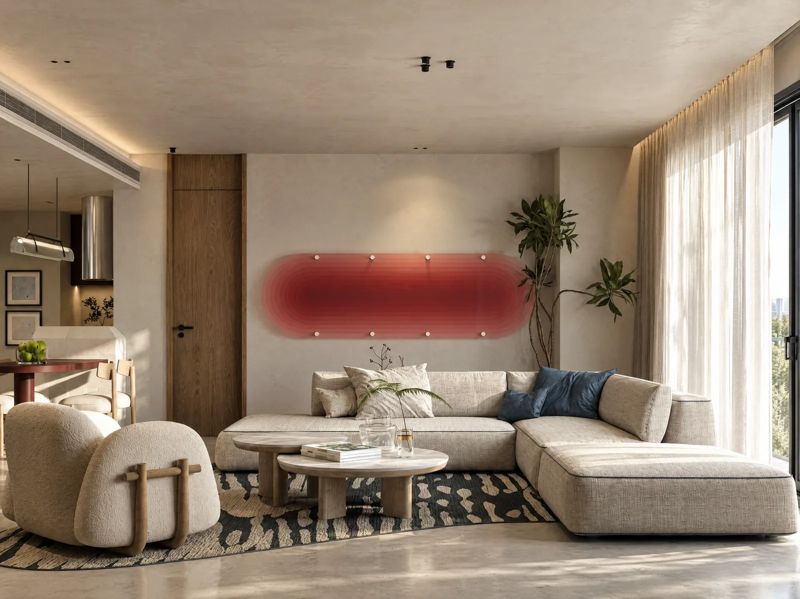 Playa Palms — Living room and media wall