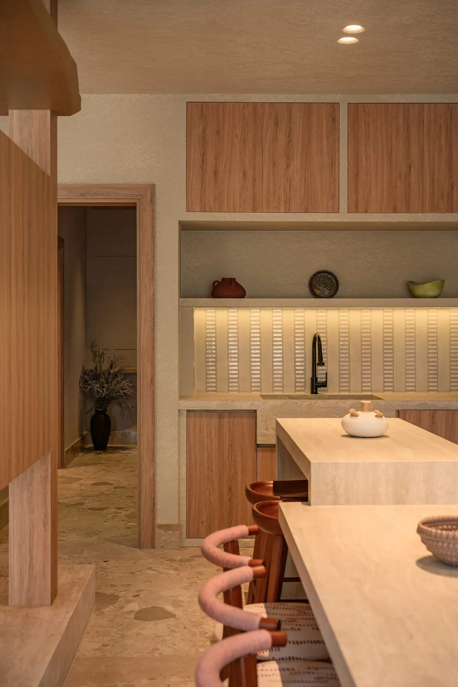Casa Terrane — Kitchen in pale oak and soft-glazed tile