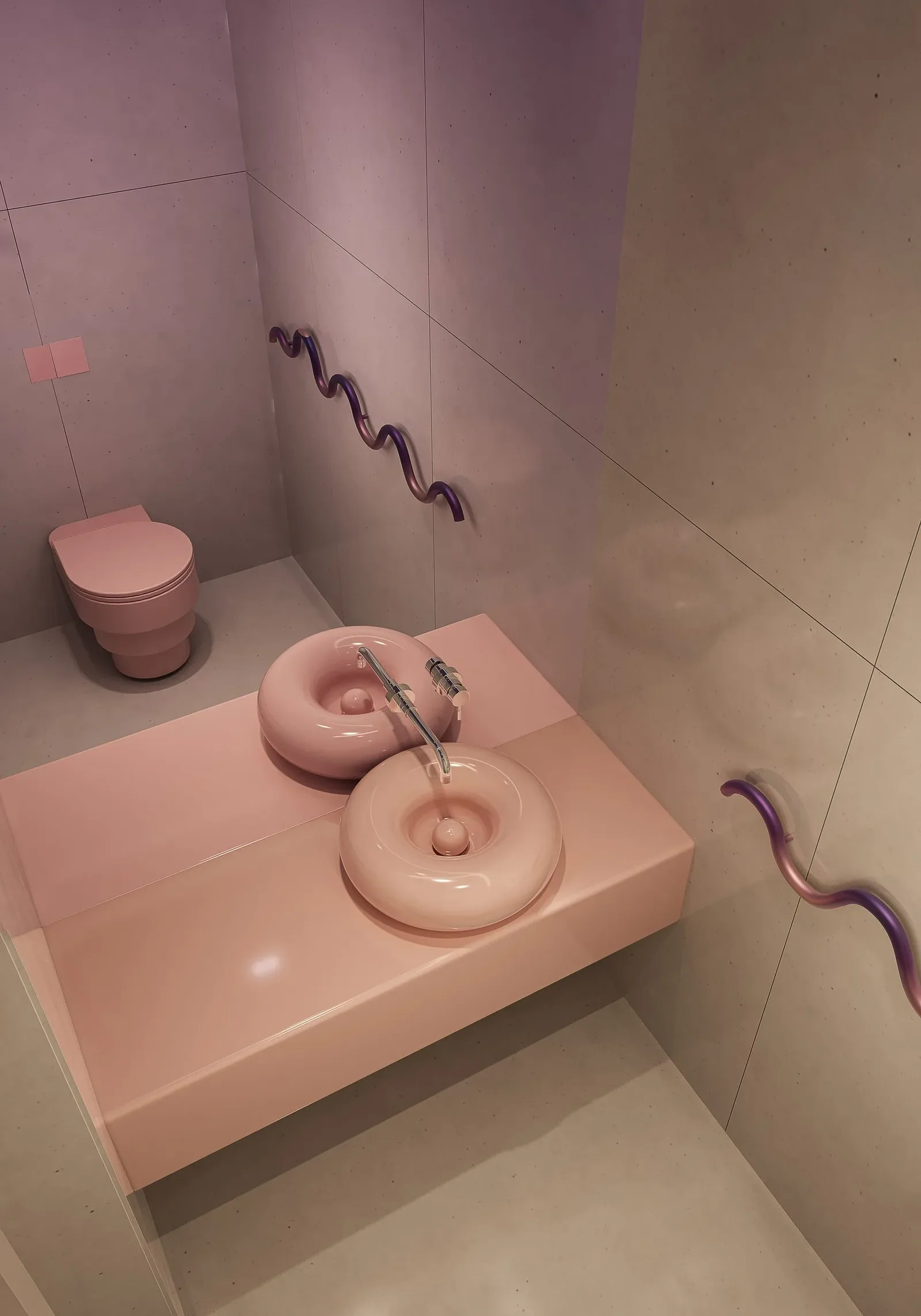 Dirty Cup — Pink washbasin detail