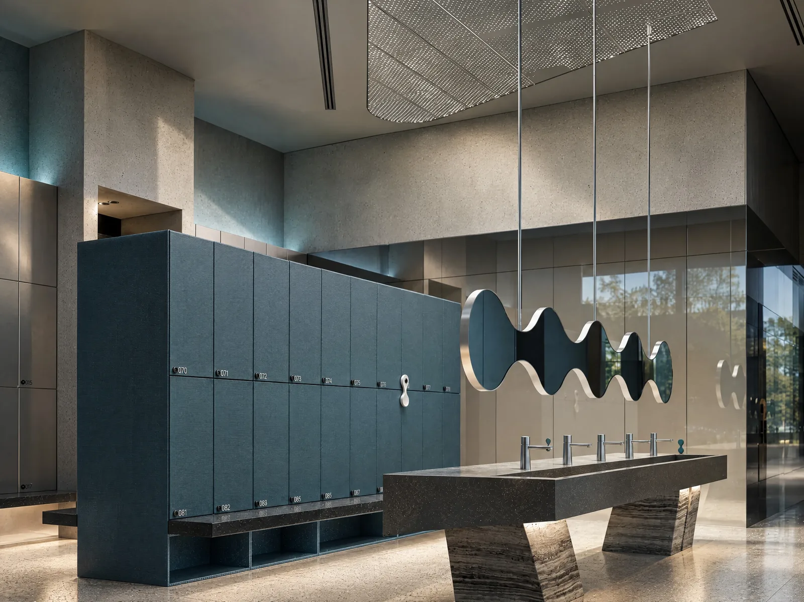 Exon Gym — Lockers and wave mirror