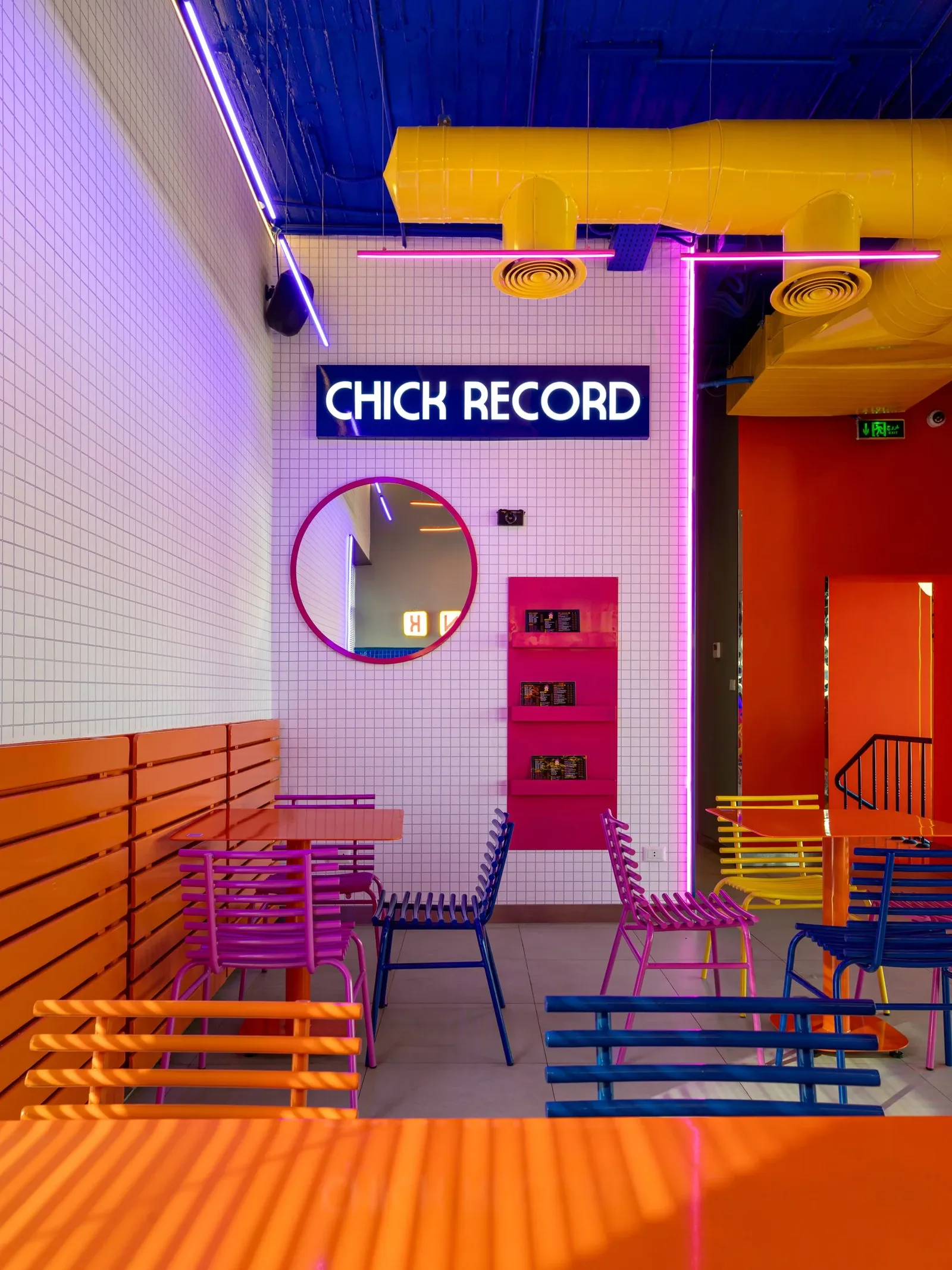 Chick Wink — Record-themed seating corner