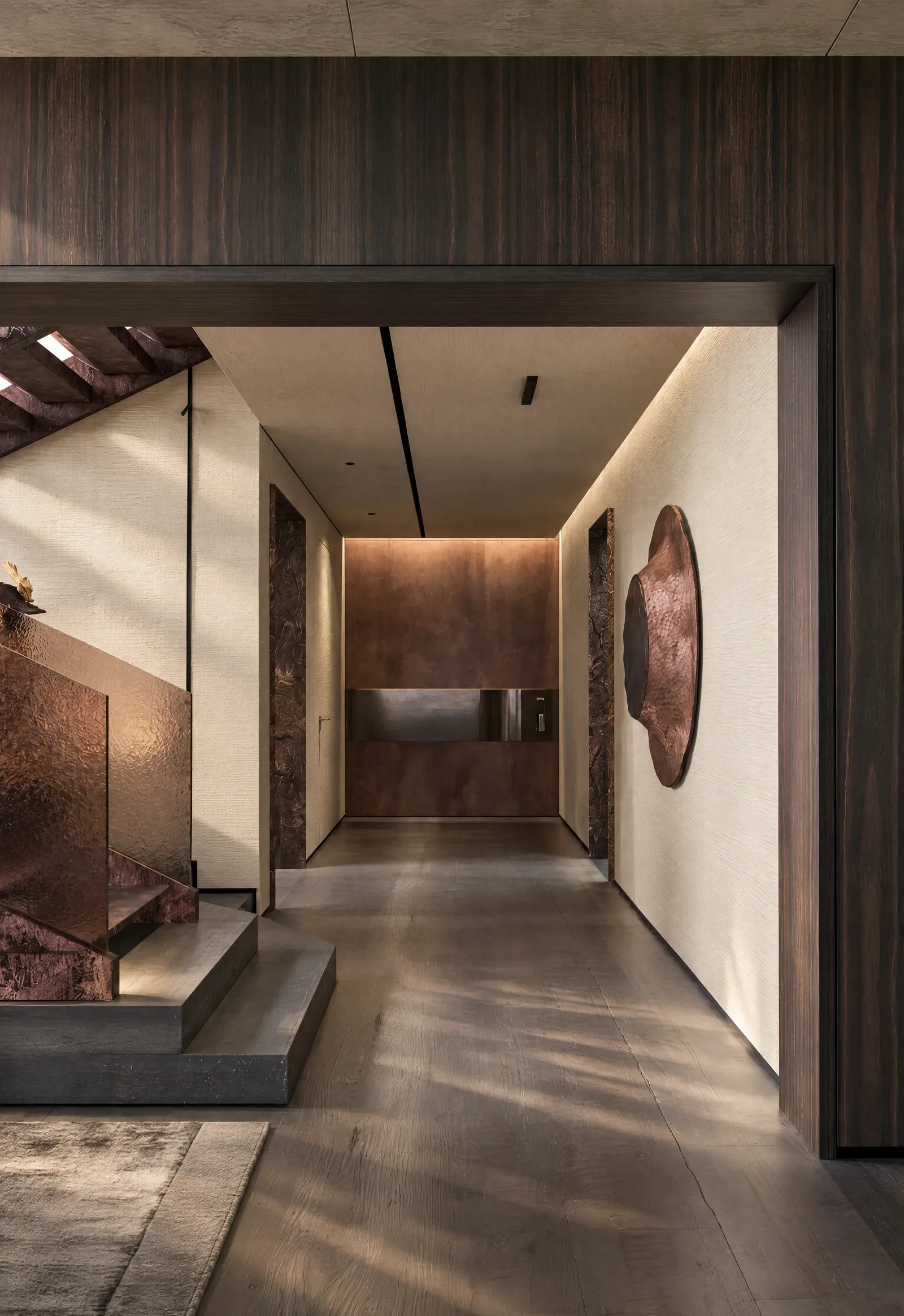 House of Tsuba — Corridor in timber and stone