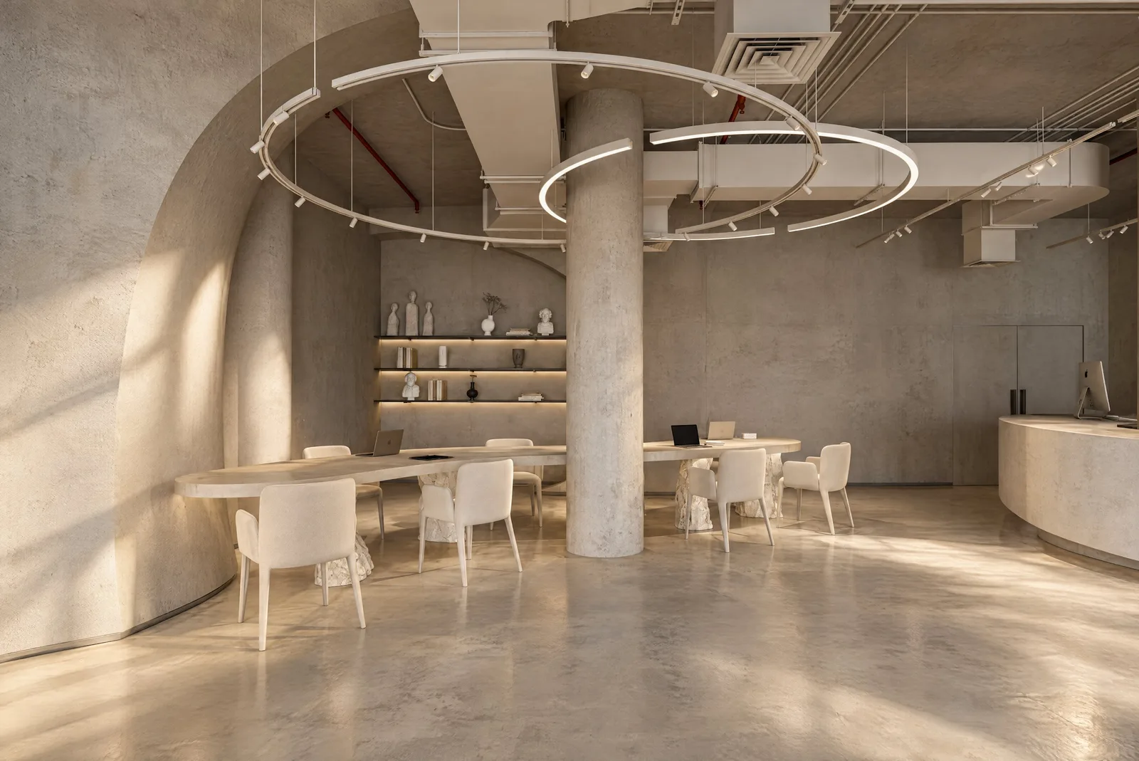 Lure Galarie — Workspace with shelving and a halo light