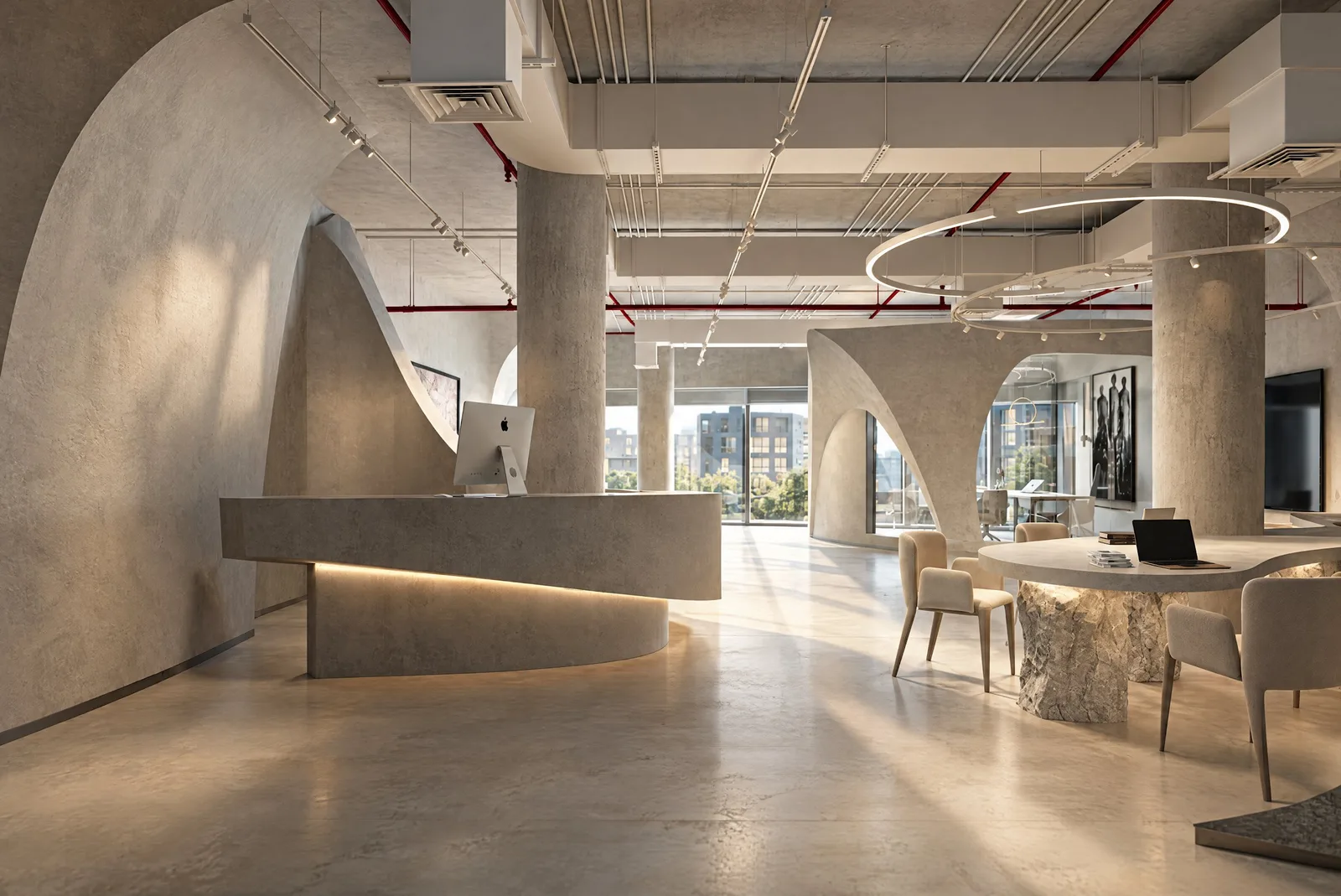 Lure Galarie — Stone counter and open workspace