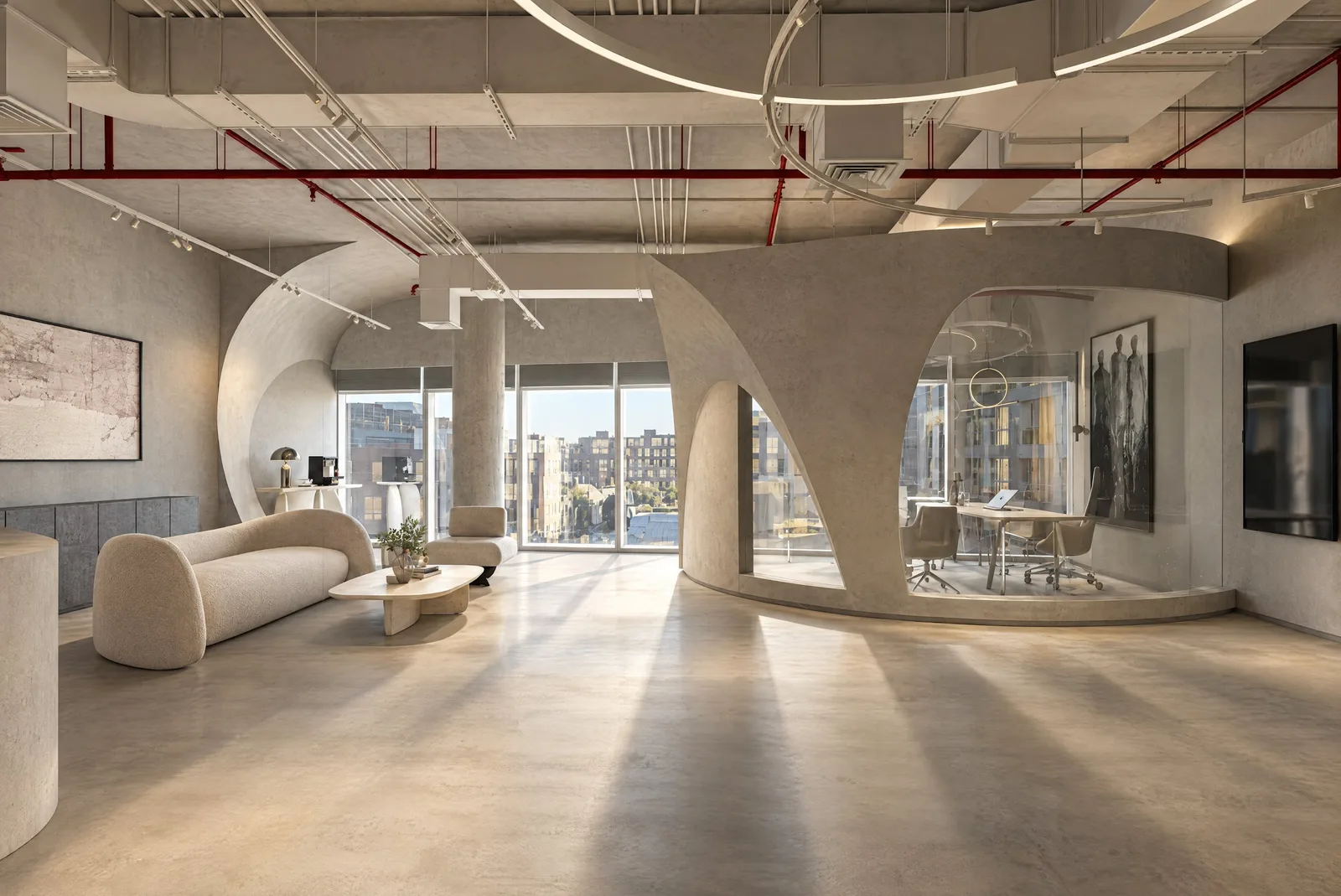Lure Galarie — Lounge framed by sculpted plaster arches