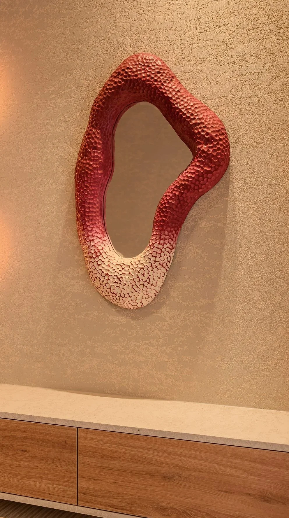 Coral mirror with sculpted frame
